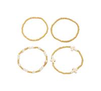 Stylish Layer Crosses Charm Set Featuring Hip Hop Designs And Imitation Pearls Beads For Daily Wear Layer Bracelets For Women