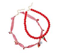 Stylish Layered Strawberry Pepper Beaded Necklace Multi Strands Chain Dainty Clavicle Chain Jewelry Everyday Accessory User Friendly Alloy Beaded Necklace