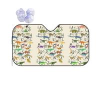 Stylish Learning Alphabets With Dinosaurs Car Windshield Sunshade Foldable Reflective Sun Visor. Front Window Cooling Cover For Car