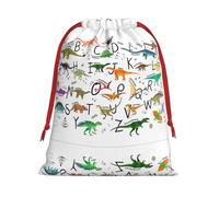 Stylish Learning Alphabets With Dinosaurs Christmas Bag Drawstring Bags Large Santa Bag Kids Xmas Presents Storage Assorted Upgrade