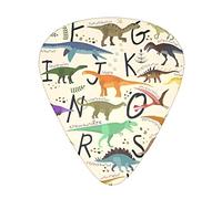 Stylish Learning Alphabets With Dinosaurs Guitar Plectrums 12 Pieces Set - Comfortable In The Hand With Smooth Edges Three Thicknesses To Match