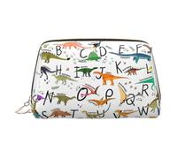Stylish Learning Alphabets with Dinosaurs Makeup Bag Vanity Case with Divider Travel Toiletry Bag Portable Cosmetic Bag