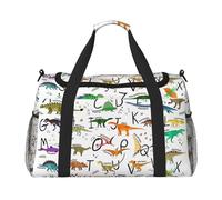 Stylish Learning Alphabets with Dinosaurs Print Ample Space Travel Duffle Bag Stylish with Waterproof Zipper for Airplane Gym