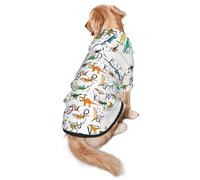 Stylish Learning Alphabets With Dinosaurs Print Dog Hoodie For Medium To Large Dogs, Warm, Soft, Breathable Sweatshirt, Easy To Wear Jumper For Winter And Fall, Pet Coat Pullover