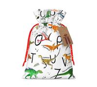 Stylish Learning Alphabets With Dinosaurs Print Drawstring Gift Reusable Bags Eco-Friendly Pouches Holiday Birthday Favors Sack