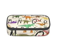 Stylish Learning Alphabets with Dinosaurs Print Large Pencil Case for Boys Girls, Big Pencil Bag Pen Pouch Stationery Organizer Makeup Bag for Adults Office Supplies