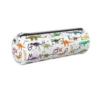 Stylish Learning Alphabets with Dinosaurs Print Pencil Case Cylindrical Stylish Pen Pouch Office Accessories Stationery Organizer