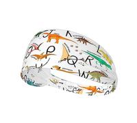 Stylish Learning Alphabets with Dinosaurs Print Printed Hairband Sport Hairband, Stretchy Wide Hairband, Unisex Casual Hairband