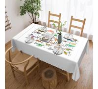 Stylish Learning Alphabets with Dinosaurs print Tablecloth, Square lace farmhouse tablecloth, for indoor and outdoor dining