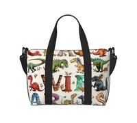 Stylish Learning Alphabets with Dinosaurs Print Travel Duffel Bag, Lightweight Water-Resistant Weekender Spacious Gym & Travel Bag for Men, Women & Teens