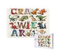 Stylish Learning Alphabets with Dinosaurs Printed 1000 Pieces Jigsaw Puzzle with Storage Box, Wooden Puzzle for Adults and Kids, Family Fun Decorative Game, 75x50 CM