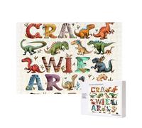 Stylish Learning Alphabets with Dinosaurs Printed 300 Pieces Jigsaw Puzzle with Storage Box, Wooden Puzzle for Adults and Kids, Family Fun Decorative Game, 40x28 CM