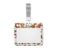 Stylish Learning Alphabets with Dinosaurs Printed ID Badge Holder with Lanyard, Clear Plastic Badge Holder for Work, School, Hospital, Security - Water Resistant & Dirt Proof