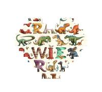 Stylish Learning Alphabets with Dinosaurs Printed Jigsaw Puzzle 10.8x12.8 CM, Heart-Shaped Puzzle Challenging Game for Adults, Fun Decorative Wall Decor