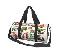 Stylish Learning Alphabets with Dinosaurs Printed Sports Gym Bag with Wet Pocket & Shoes Compartment, Travel Duffel Bag for Men Women