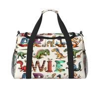 Stylish Learning Alphabets with Dinosaurs Printed Travel Duffel Bag, Large Capacity Carry On Hand Luggage Weekend Bag for Women Men Gym Weekend