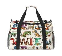 Stylish Learning Alphabets with Dinosaurs Printed Travel Duffle Bag for Men Women Large Sport Gym Bag Handbag with Shoulder Strap for Travel Weekend Fishing Hunting