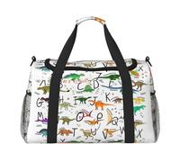 Stylish Learning Alphabets with Dinosaurs Travel Duffel Bag Large Foldable Waterproof Overnight Bag Beach Swim Bags Pool Sports Gym