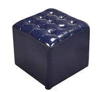 Stylish Leather Cube Pouf Ottoman - Versatile Upholstered Footstool & Square Coffee Table with Solid Wood Base for Modern Living Room & Contemporary Bench Decor