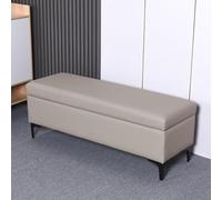 Stylish Leather Ottoman Bench, Padded Seat, Space-Saving Entryway Furniture, Versatile End of Bed Box with Metal Legs for Bedroom & Living Room