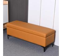 Stylish Leather Ottoman Bench with Metal Legs, Padded Seat & Hidden - Versatile Entryway & Bedroom Seating, Perfect End of Bed Furniture Solution