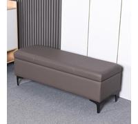 Stylish Leather Ottoman Bench with Padded Seat, Metal Legs - Functional End of Bed Box for Bedroom & Entryway, Perfect Seating & Solution