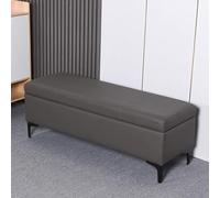 Stylish Leather Ottoman Bench with Padded Seat & Metal Legs - Versatile Bedroom & Entryway Solution, Modern End of Bed Box, Chic Home Decor