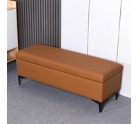 Stylish Leather Ottoman Bench with Padded Seat, Versatile End of Bed Box, Metal Legs, Space-Saving Entryway Seating, Modern Furniture Solution