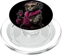 Stylish Leopard Cat Fashion Feline Wine Glass Graphic Big PopSockets PopGrip for MagSafe