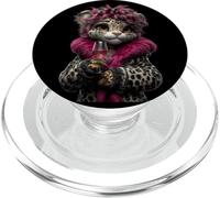 Stylish Leopard Cub Fashion Feline Wine Glass Graphic Big PopSockets PopGrip for MagSafe