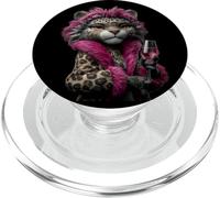 Stylish Leopard Cub Portrait Feline Wine Graphic Fashion PopSockets PopGrip for MagSafe