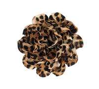 Stylish Leopard Pattern Floral Duckbill Clip Brooch Fabric Flower Lapel Pin Clothing Accessory for Trendy Women Leopard Print Flower Brooch