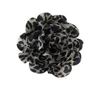 Stylish Leopard Pattern Floral Duckbill Clip Brooch Fabric Flower Lapel Pin Clothing Accessory for Trendy Women Leopard Print Flower Brooch