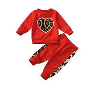 Stylish Leopard Print Sweatshirt and Patchwork Pants Outfit Set for Baby Toddler Girls Tracksuit Womens Full Clothes 7-8 Years Cute for Teen 11-12 Kids Bottoms Clothing