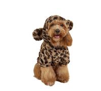 Stylish Leopard Print Warm Fleece Hoodie for Pets Soft Winter Sweatshirt for Small Dogs and Cats Cozy Pullover for Cold Weather Indoor and Outdoor Wear (Brown,XL)