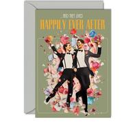 Stylish LGBTQ Wedding Civil Partnership Card For The Grooms - Vintage Love - Happy Wedding Day Cards,Congrats Well Done Just Married Card - A5 Marriage Wedding Greeting Cards for Couples