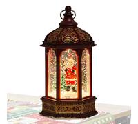 Stylish Lighted Snow Globes Christmas Lanterns - Swirling Glitter Snow Globe Christmas Lantern, Battery Powered Hexagonal Wind Lamp Water Lantern Room Decor for Table Fireplace
