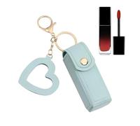 Stylish Lipstick Holder Keyring - Portable PU Leather Storage Case with Love Pendant for Lip Gloss and Perfume | Cosmetic Organizer Bags