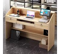 Stylish Lockable Reception Desk with Drawer - Modern Checkout Counter for Office & Beauty Salon Functional Front Desk Solution Sl esign for Professional Workspaces& Secure