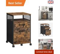 Stylish Lockable Rolling File Cabinet with Open Shelf and 2 Drawers, 69cm Tall