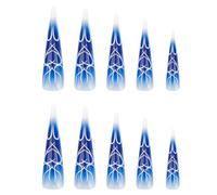 Stylish Long Pointed False Nails Acrylic Artificial With Heart Stripes Press On For Women Seeking Stylish Look Party Nail Accessories