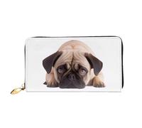 Stylish Long Wallets Cry Pug Travel Pu Leather Clutch Bag for Women and Men - Long Wallet Purse with Zipper, Phone Case, Credit Card & Coin Storage 3D