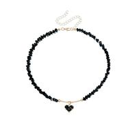 Stylish Love Symbol Necklace Featuring Crystal Accents And Delicate Glass Beads Neck Chain Ideal For Everyday Use Elegant Crystal Glass Bead Jewelry, One Size, as described, as described