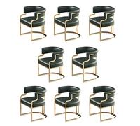Stylish Low Back Upholstered Dining Chair with Leather Seat & Brass LegsModern White Armchair for Dining Room Kitchen & Guest UseComfortable & Chic Design