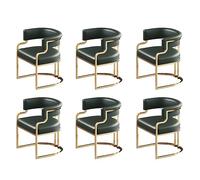 Stylish Low Back Upholstered Dining ChairLeather Seat & Brass LegsModern White Armchair for Kitchen & Dining RoomElegant Guest Seating & Home Decor