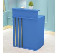 Stylish Lshaped Modern Reception Desk with Lockable DrawerFront Office Counter Table for Retail Salon Hotel & LobbyBlue Cash Register Station