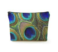 Stylish Makeup Bag Women Linen Travel Cosmetic Bags Durable Makeup Organizer Bag,Colorful and Artistic Peacock Feathers, for Women/Men