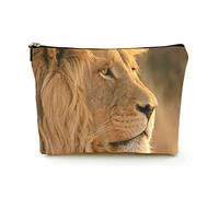 Stylish Makeup Bag Women Linen Travel Cosmetic Bags Durable Makeup Organizer Bag,Lion on The Prairie, for Women/Men