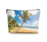 Stylish Makeup Bag Women Linen Travel Cosmetic Bags Durable Makeup Organizer Bag,Palm Trees on The Caribbean Coast, for Women/Men