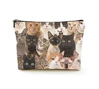 Stylish Makeup Bag Women Linen Travel Cosmetic Bags Durable Makeup Organizer Bag,Portraits of Various Cats, for Women/Men